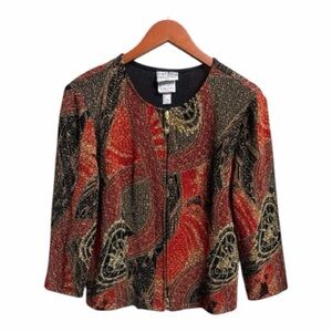 Joseph Ribkoff Artistic Red and Black Blouse size 14